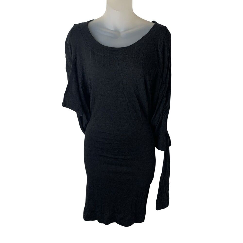 Vivienne Westwood Anglomania Dress XS Black Ruched Asymmetric Sleeves Wool Blend